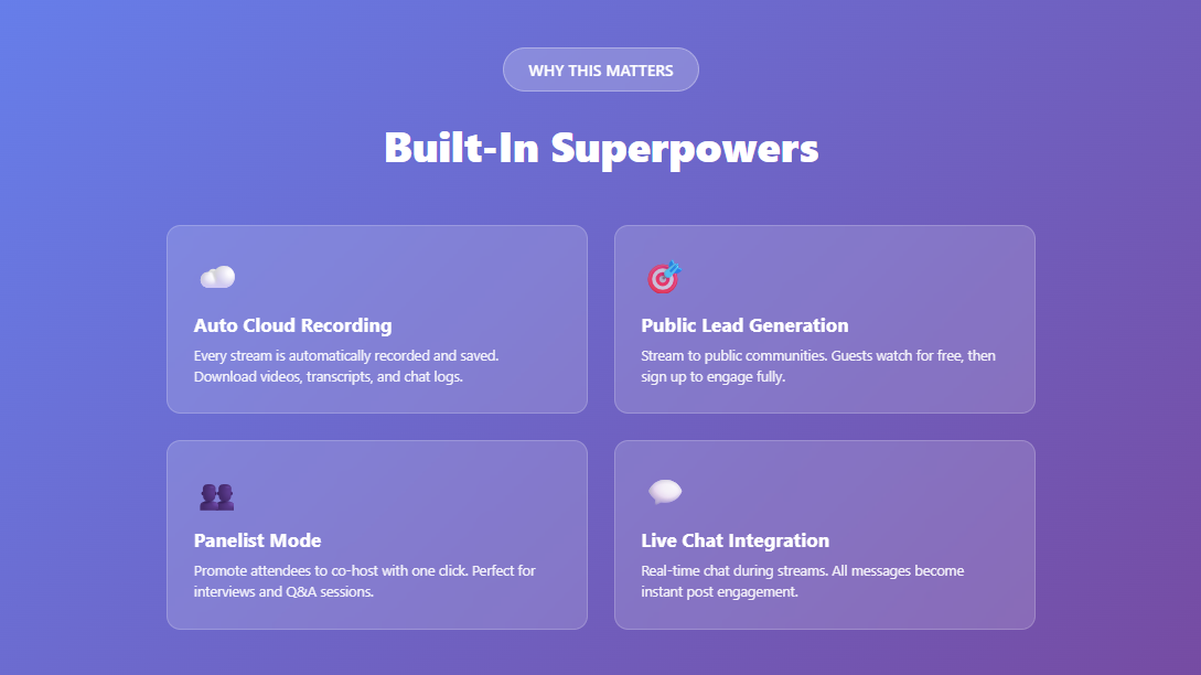 Built in Super Powers Zenler Live Streaming